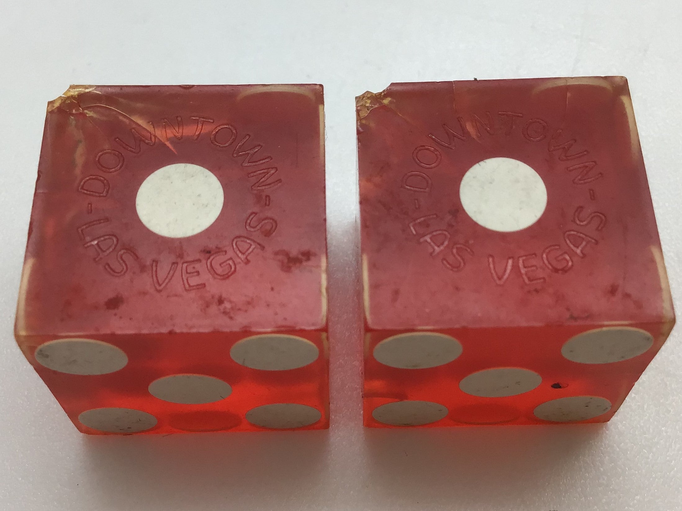 Binion's Horseshoe Club Las Vegas Red Dice Pair Vintage