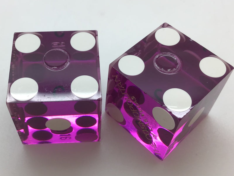 Cosmopolitan Casino Las Vegas Purple Dice Pair Matching Numbers