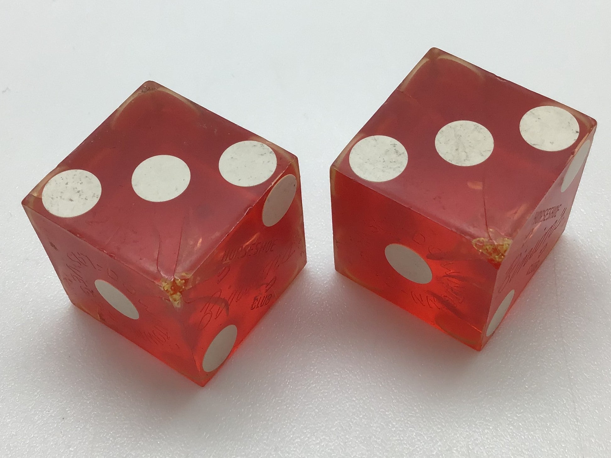 Binion's Horseshoe Club Las Vegas Red Dice Pair Vintage