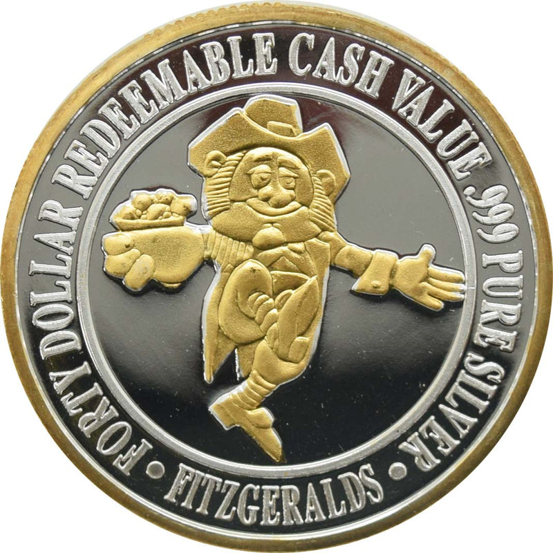 Fitzgeralds Casino Reno Nevada $40 Leprechaun 24 Karat HGE .999 Fine Silver Token 1994