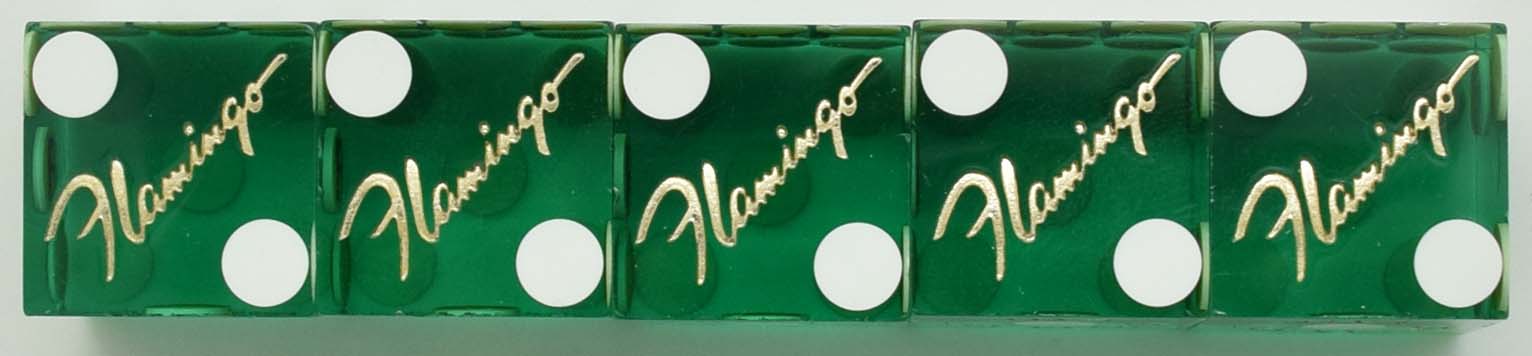 Flamingo Casino Las Vegas Nevada Stick of 5 Green Dice