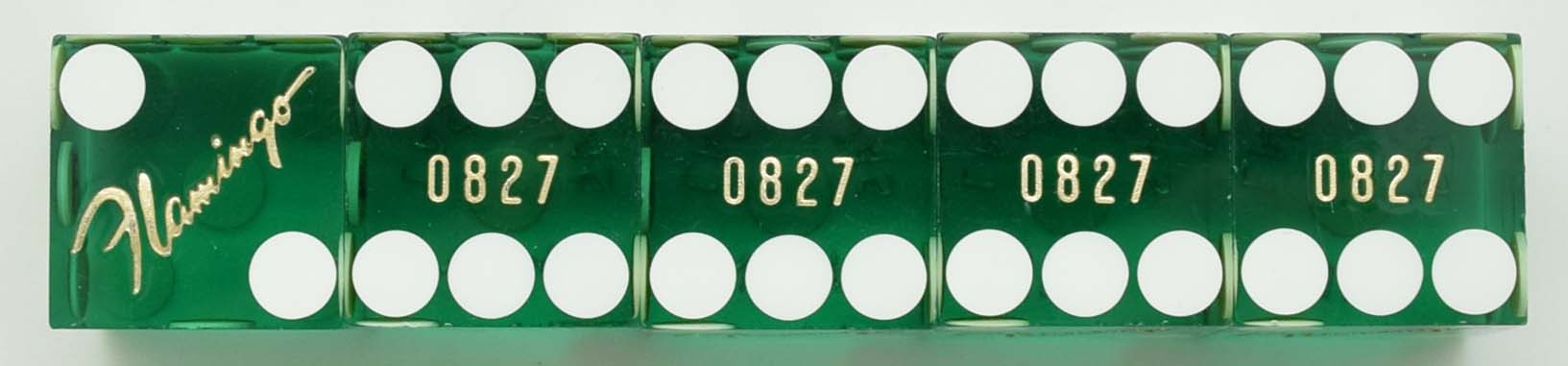 Flamingo Casino Las Vegas Nevada Stick of 5 Green Dice