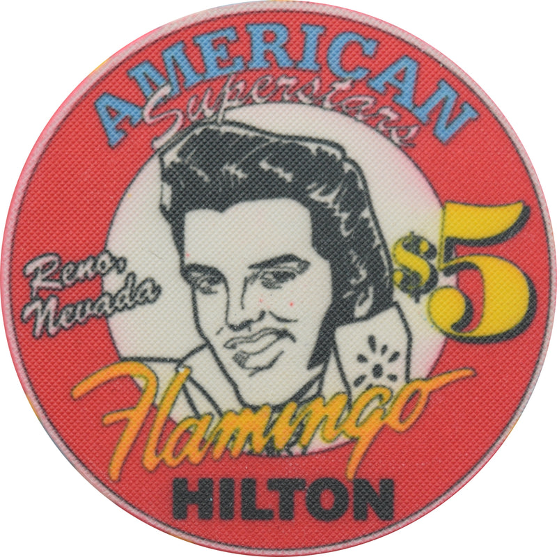 Flamingo Hilton Casino Reno Nevada $5 American Superstars Elvis Chip 1994