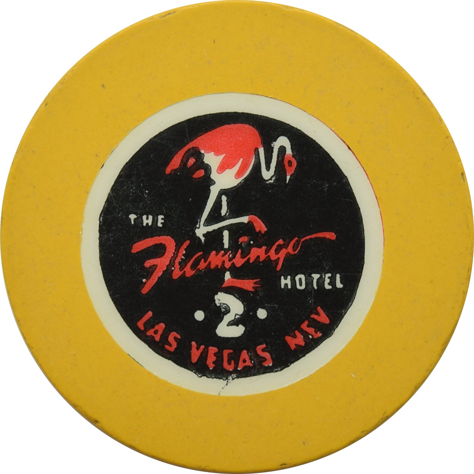 Flamingo Casino Las Vegas Nevada Roulette 2 Yellow Chip 1950