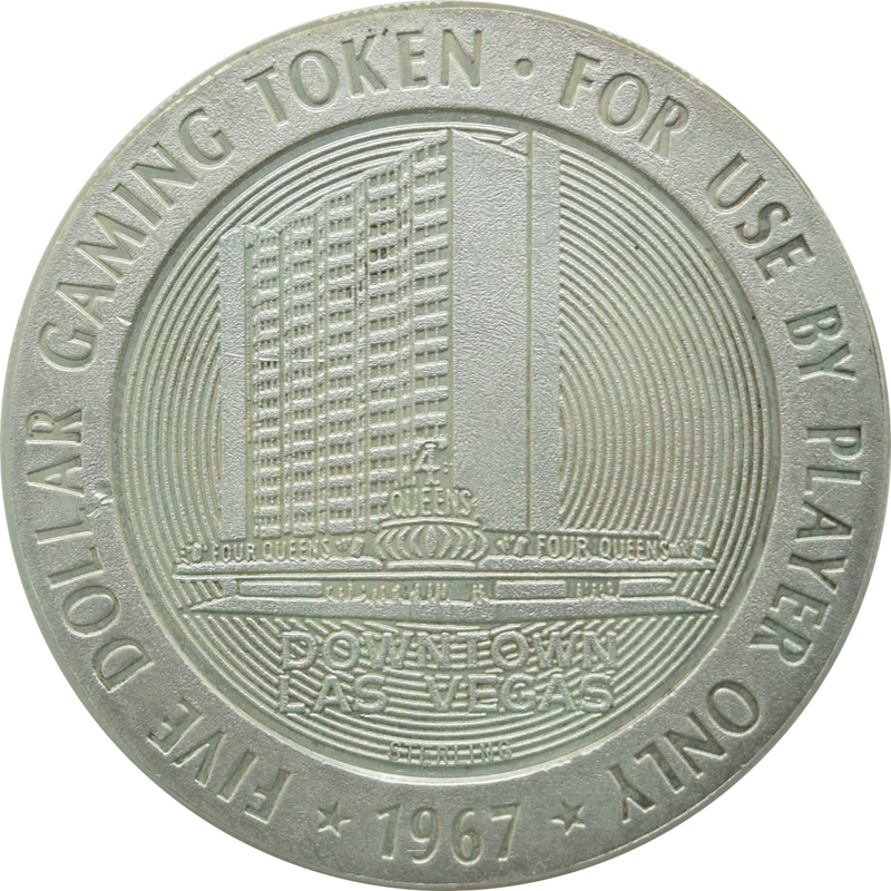 Four Queens Casino Las Vegas Nevada $5 Sterling Silver Token 1967