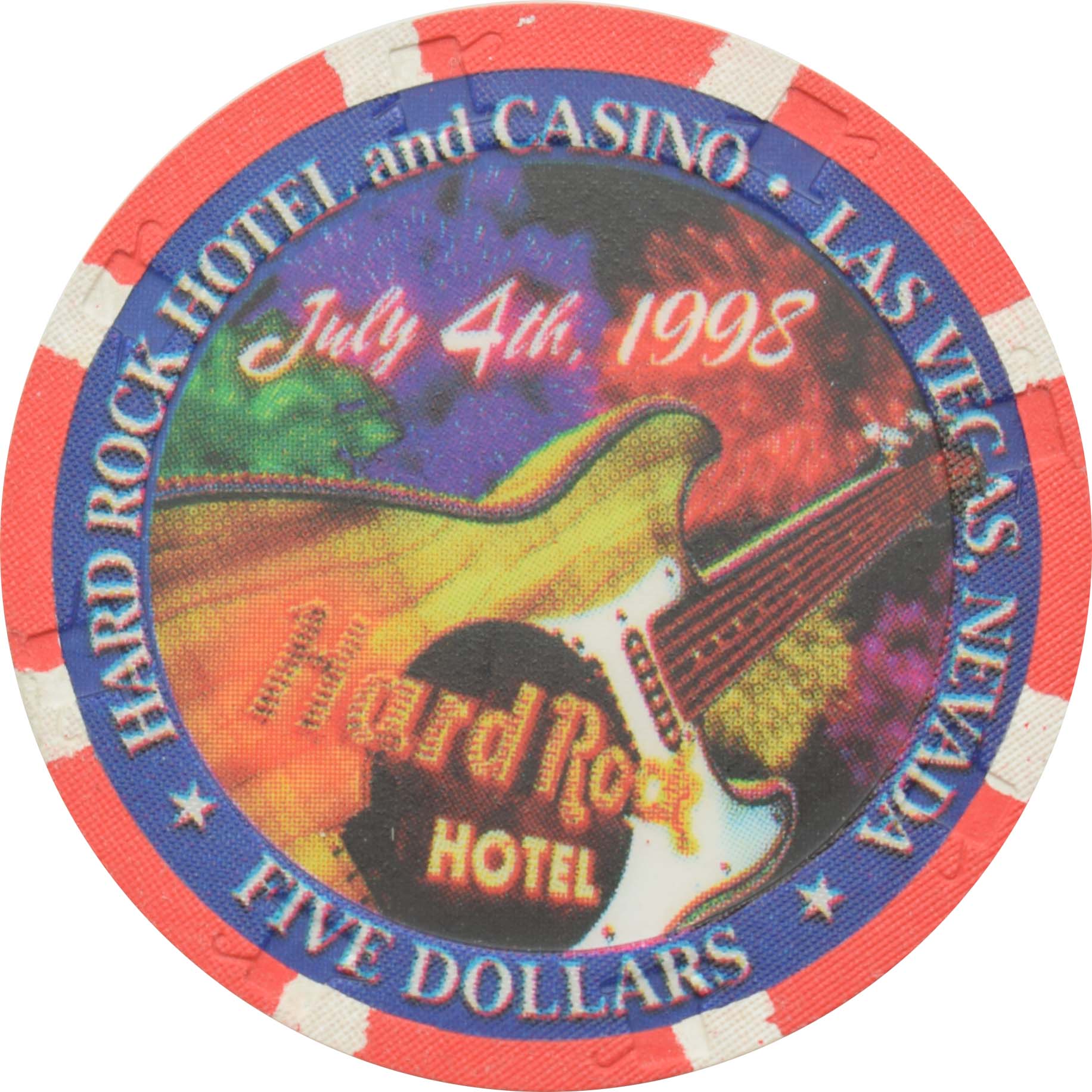 Hard Rock Casino Las Vegas Nevada $5 Independence Day Chip 1998