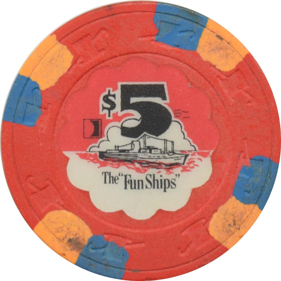 The FunShips Cruise Lines $5 (Red Sky) Chip