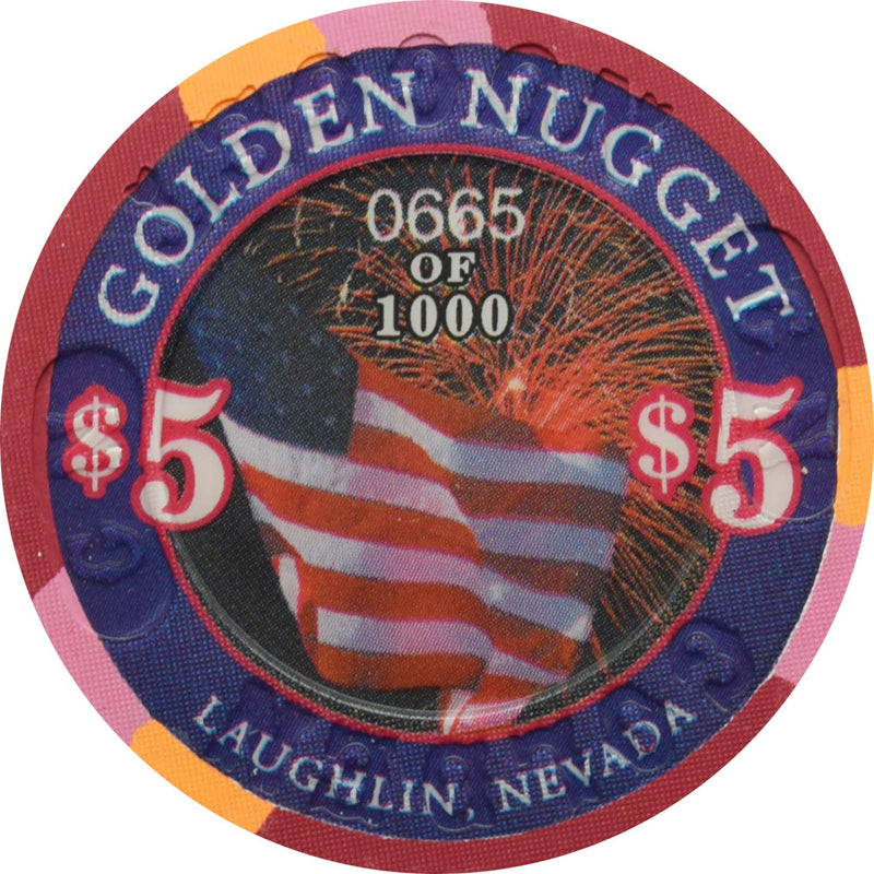 Golden Nugget Casino Laughlin Nevada $5 Chip Independence Day 2002