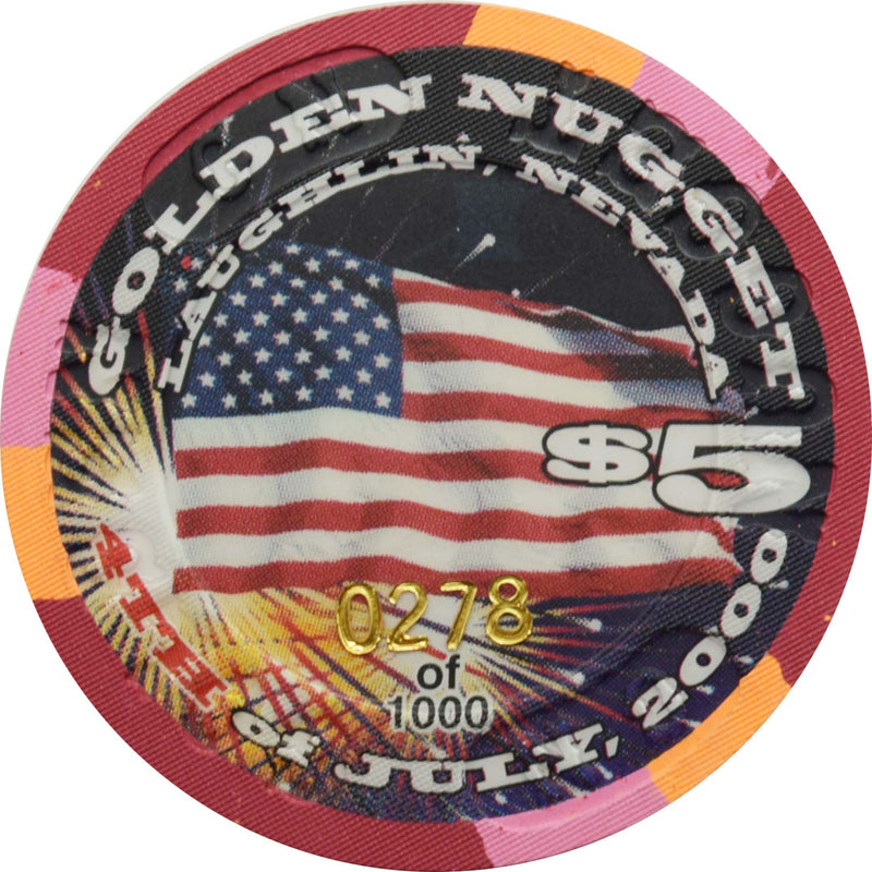 Golden Nugget Casino Laughlin Nevada $5 Chip Independence Day 2000