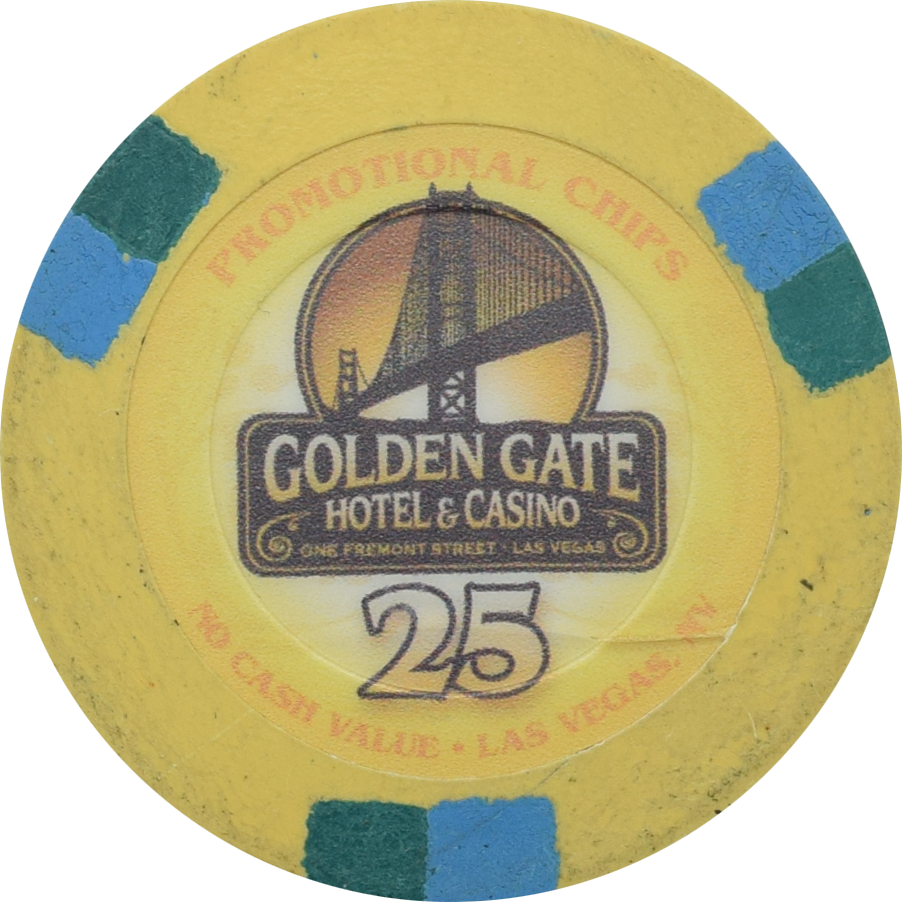 Golden Gate Casino Las Vegas Nevada $25 No Cash Value Promo 50mm Chip 2014