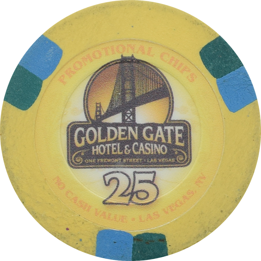 Golden Gate Casino Las Vegas Nevada $25 No Cash Value Promo 50mm Chip 2014