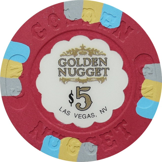 Golden Nugget Casino Las Vegas Nevada $5 Chip 1992