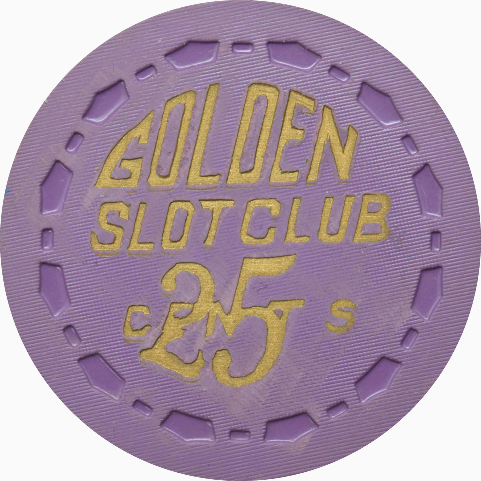 Golden Slot Club Casino Las Vegas Nevada 25 Cent Chip 1955