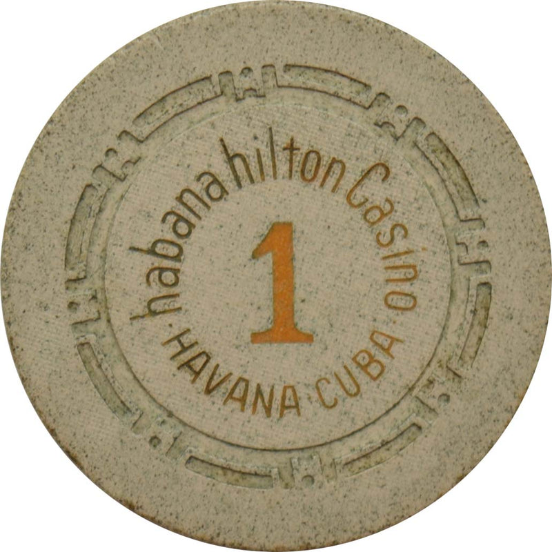 Habana Hilton Casino Havana Cuba Biege 1 Roulette Chip