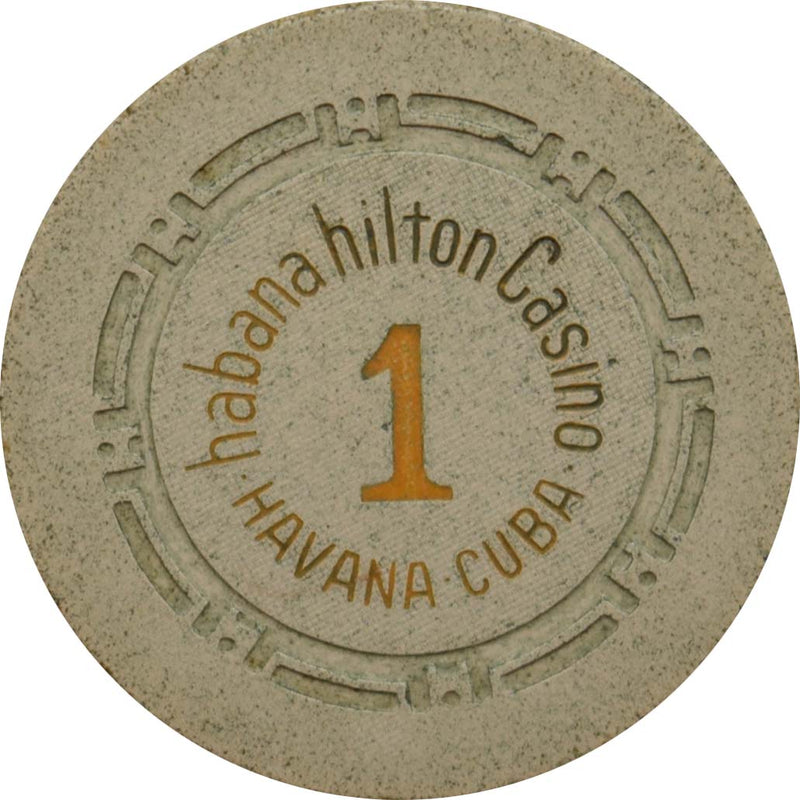 Habana Hilton Casino Havana Cuba Biege 1 Roulette Chip