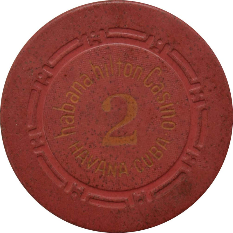 Habana Hilton Casino Havana Cuba Red 2 Roulette Chip