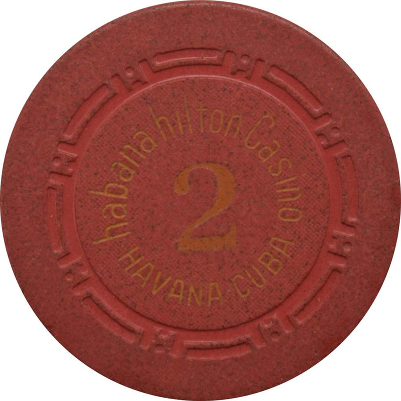 Habana Hilton Casino Havana Cuba Red 2 Roulette Chip