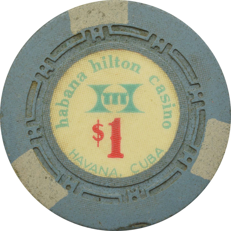 Habana Hilton Casino Havana Cuba $1 Gray Chip