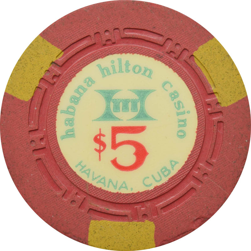 Habana Hilton Casino Havana Cuba $5 Red Chip