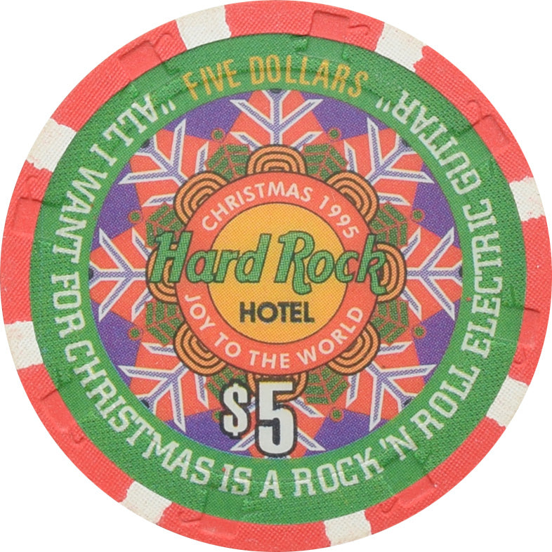 Hard Rock Casino Las Vegas Nevada $5 Christmas Chip 1995