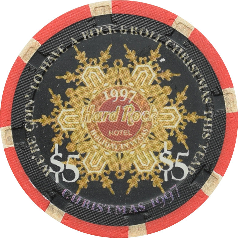 Hard Rock Casino Las Vegas Nevada $5 Christmas Hotel Chip 1997