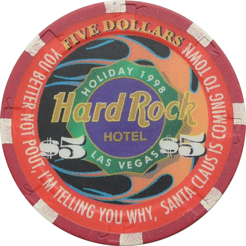 Hard Rock Casino Las Vegas Nevada $5 Christmas Chip 1998