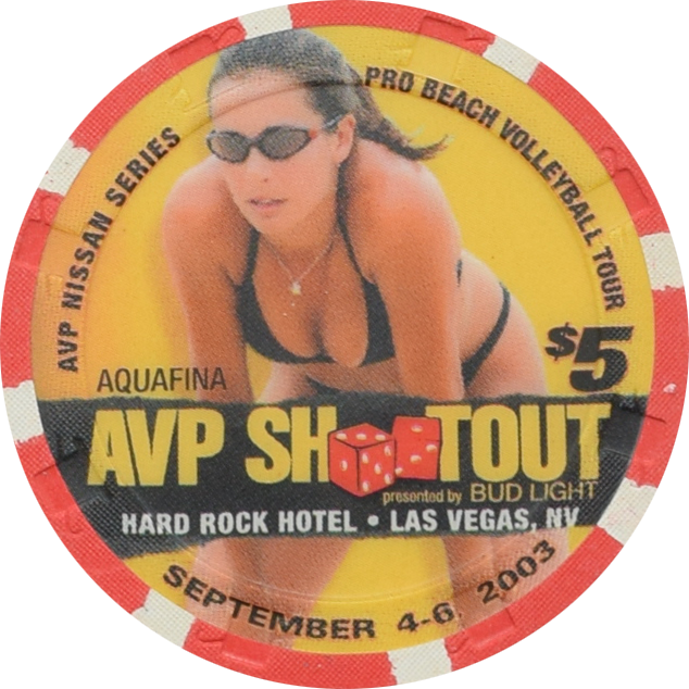 Hard Rock Hotel Casino Las Vegas Nevada $5 AVP Shootout Chip 2003