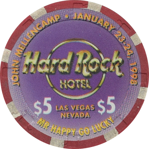 Hard Rock Hotel Casino Las Vegas Nevada $5 John Mellencamp Chip 1998