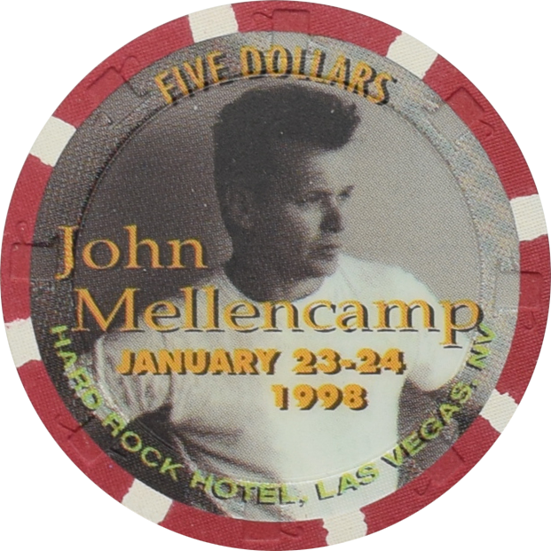 Hard Rock Hotel Casino Las Vegas Nevada $5 John Mellencamp Chip 1998