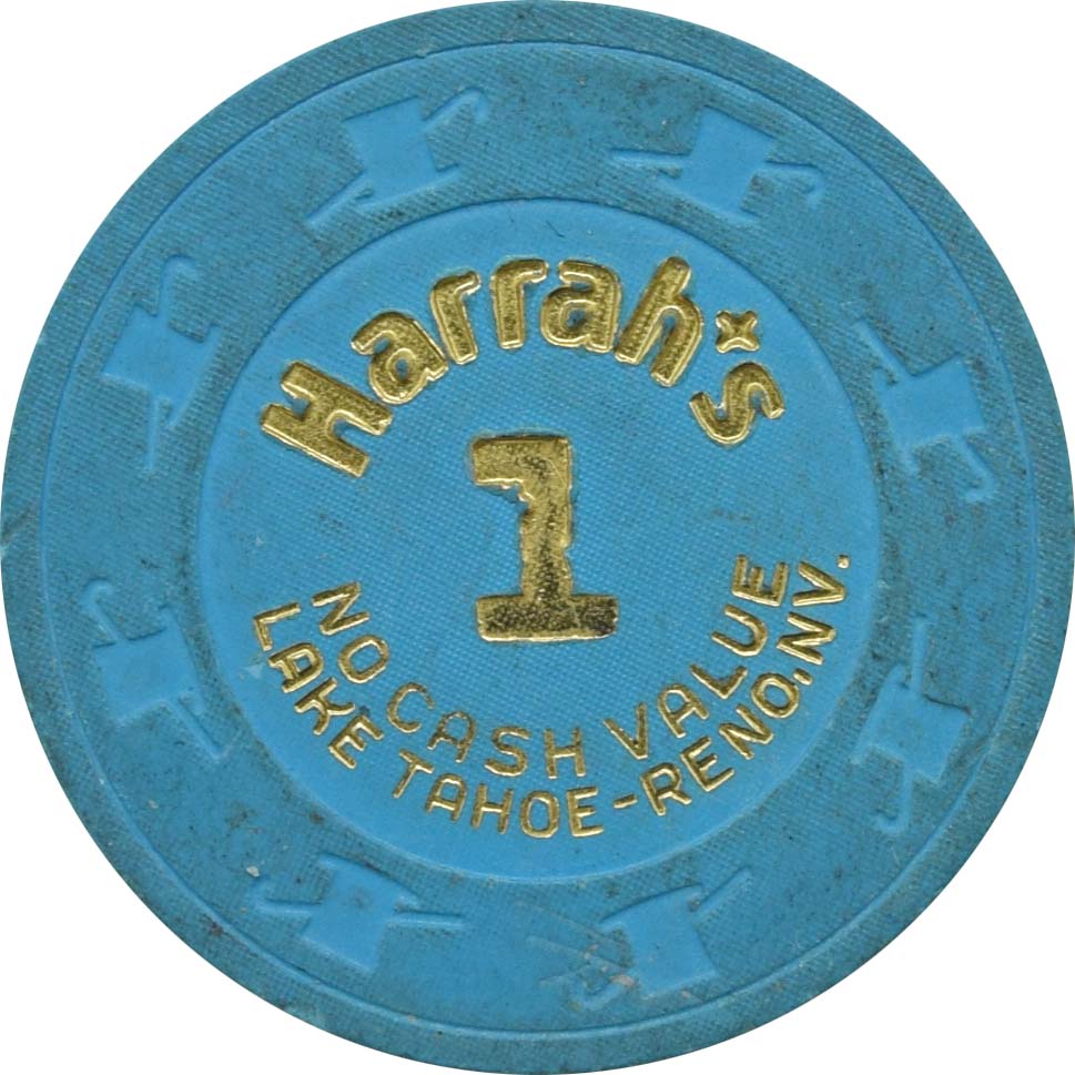 Harrah's Casino Lake Tahoe Nevada $1 No Cash Value Chip 1990s