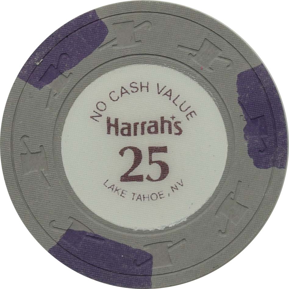 Harrah's Casino Lake Tahoe Nevada $25 Showboat Gray No Cash Value Chip 1980s