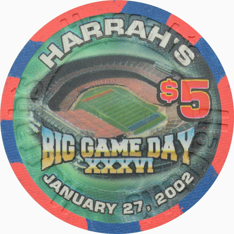 Harrah's Casino Las Vegas Nevada $5 Big Game Day Stadium Chip 2002