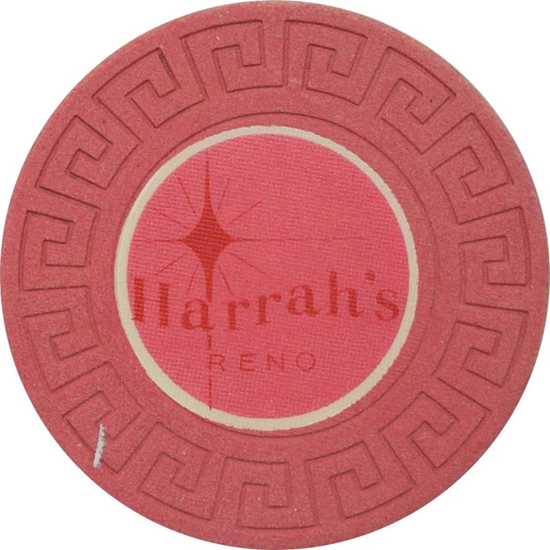 Harrah's Casino Reno Nevada Red Pink Inlay LgKey Roulette Chip 1963