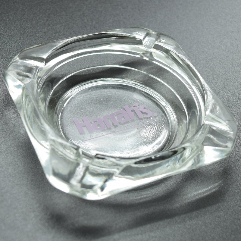 Harrah's Casino Las Vegas Ashtray Clear with Magenta