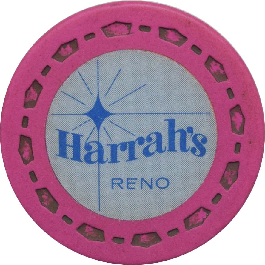 Harrah's Casino Reno Nevada Fucshia SmCrown Roulette Chip 1970