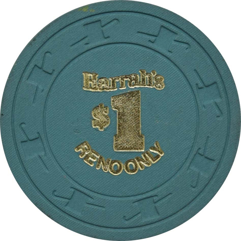 Harrah's Casino Reno Nevada $1 Blue-Gray Chip 1980s