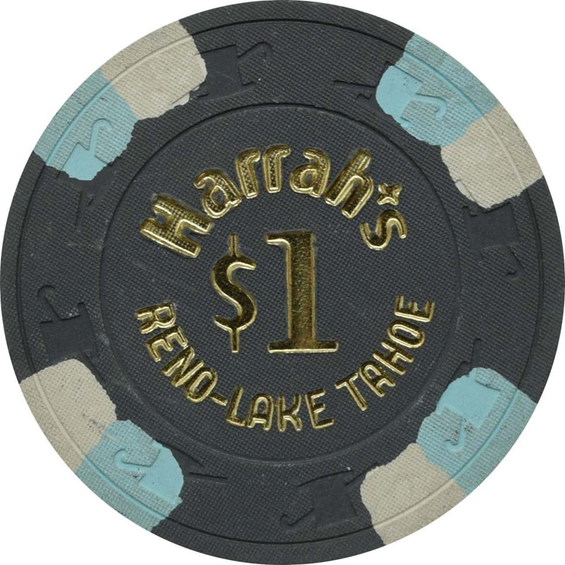 Harrah's Casino Reno & Lake Tahoe Nevada $1 Dk Gray Chip 1970s