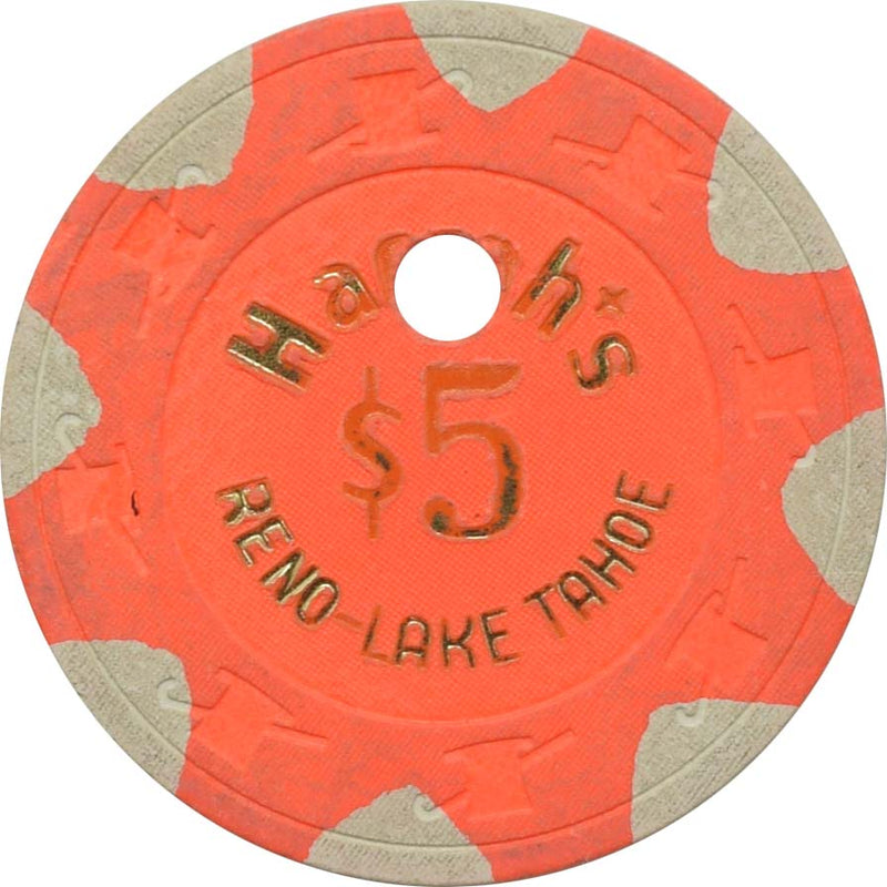 Harrah's Casino Reno & Lake Tahoe Nevada $5 Drilled Chip 1970