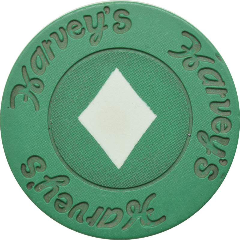 Harvey's Casino Lake Tahoe Nevada Green Diamond Roulette Chip 1970s