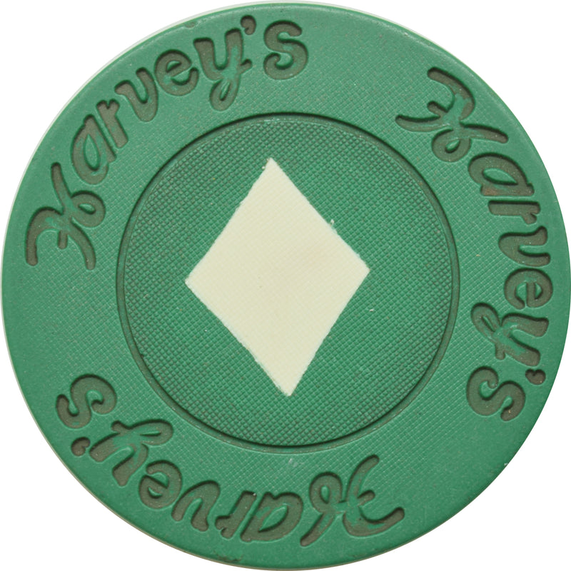 Harvey's Casino Lake Tahoe Nevada Green Diamond Roulette Chip 1970s