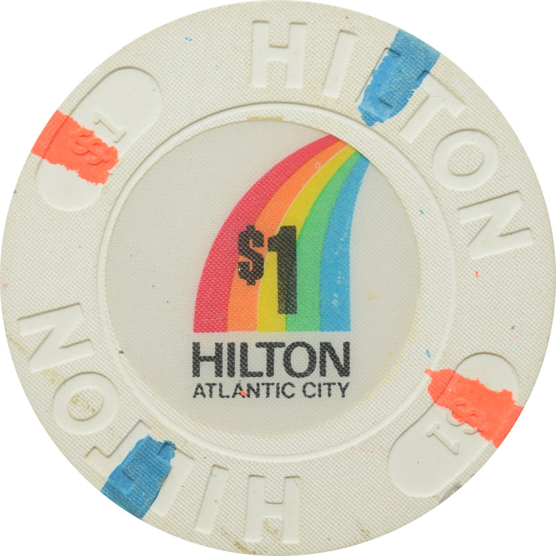 Atlantic City Hilton Casino Atlantic City NJ $1 Chip (Rainbow)