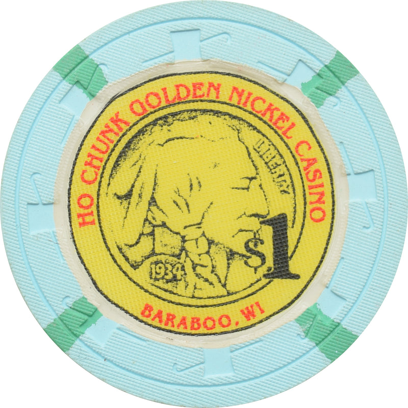 Ho Chunk Golden Nickel Casino Baraboo Wisconsin $1 Chip