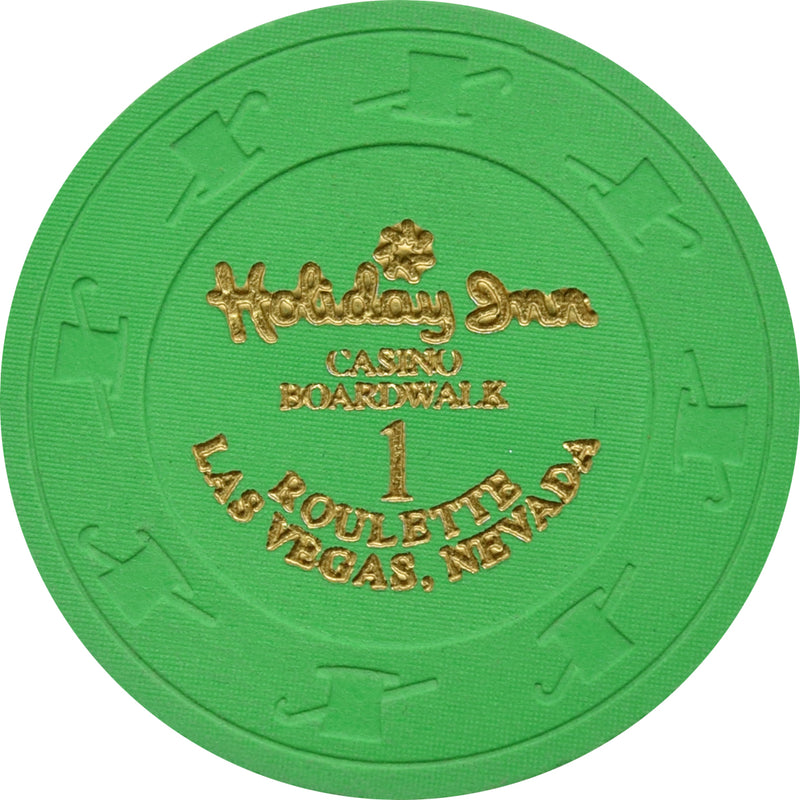 Holiday Inn Casino Boardwalk Green Roulette 1 Chip Las Vegas Nevada 1995