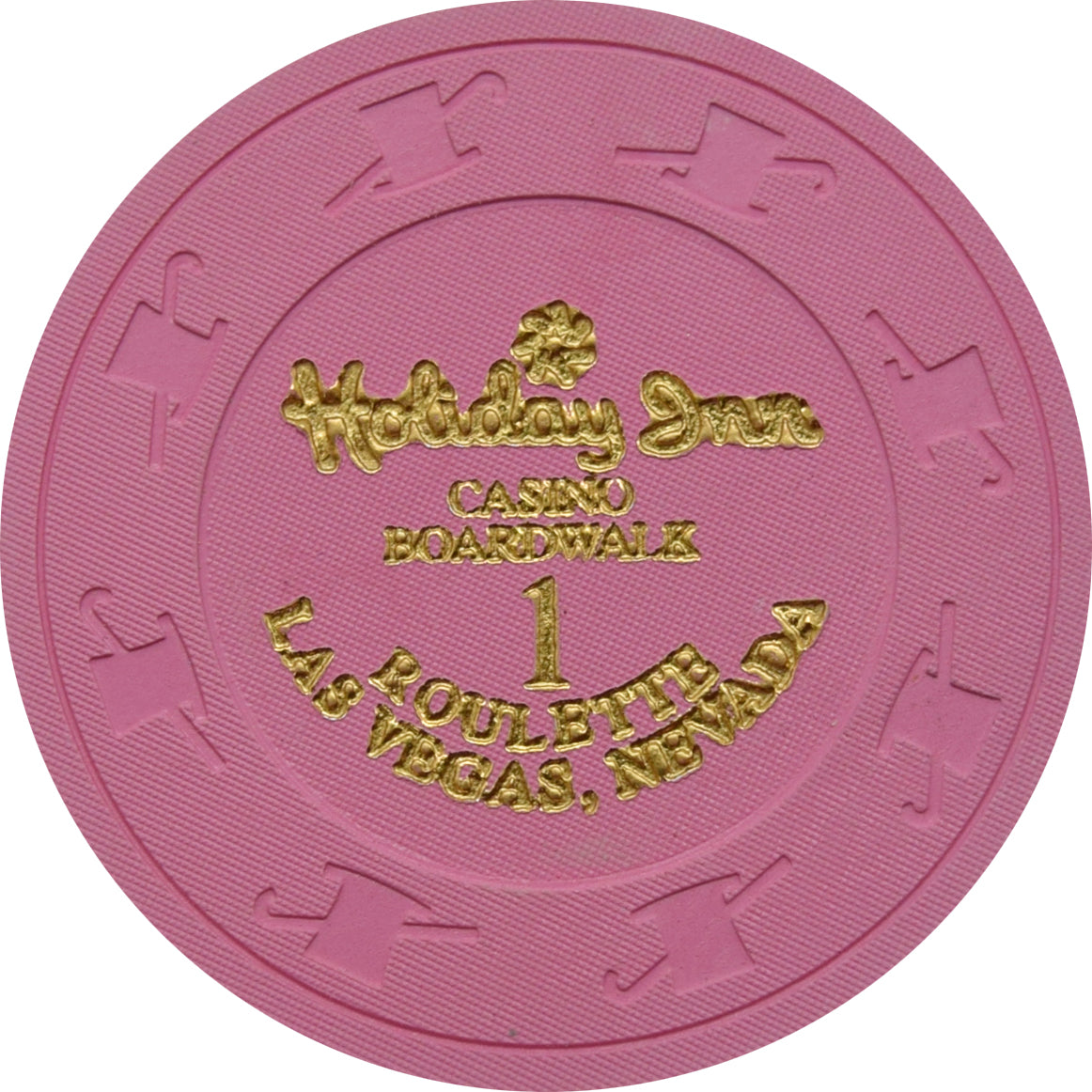 Holiday Inn Casino Boardwalk Pink Roulette 1 Chip Las Vegas Nevada 1995