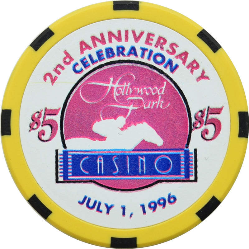 Hollywood Park Casino Inglewood California $5 2nd Anniversary Chip