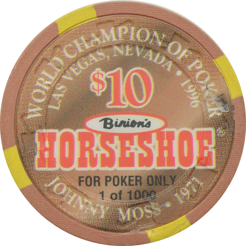 Horseshoe Club Casino Las Vegas Nevada $10 Johnny Moss Chip 1996