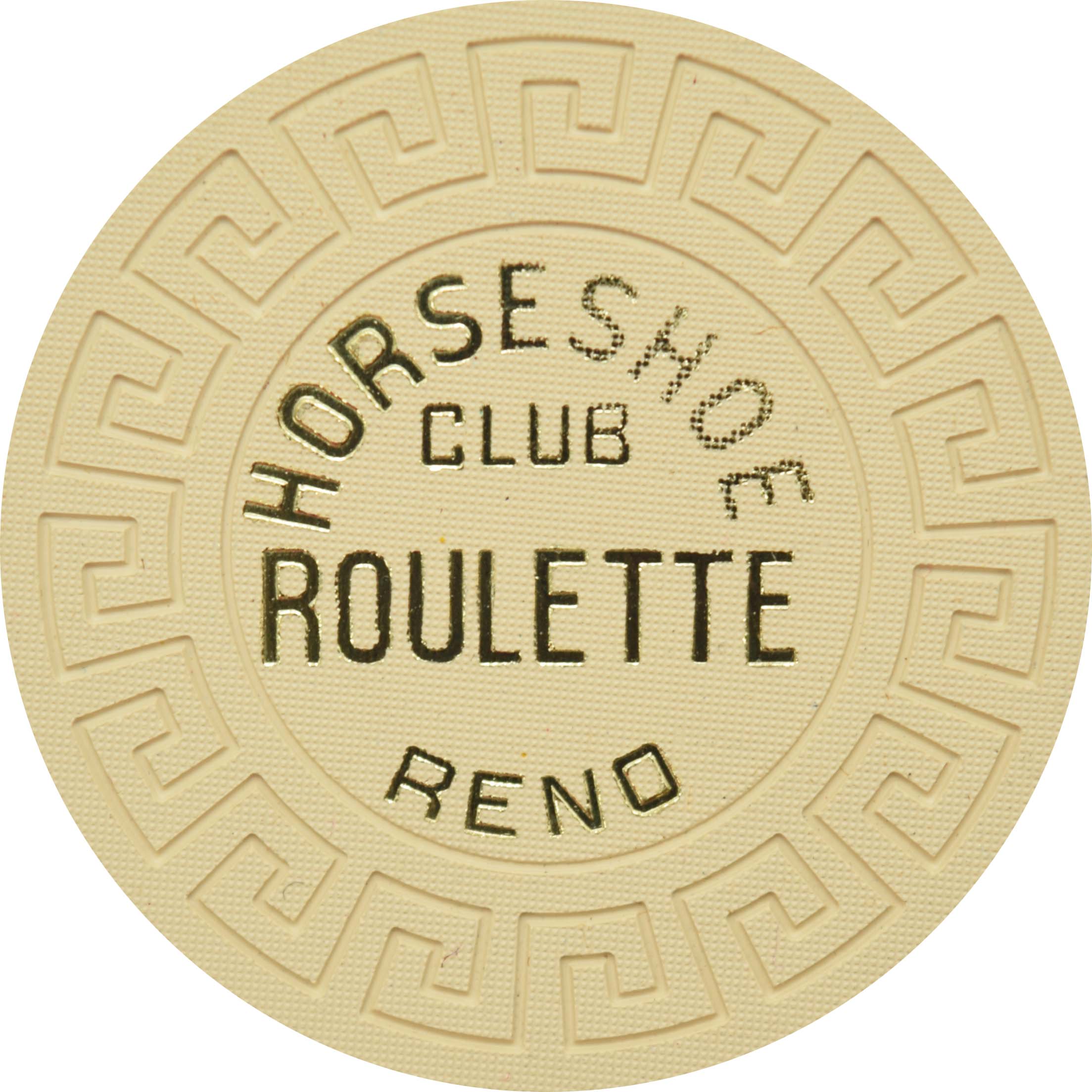 Horseshoe Club Casino Reno Nevada Cream Roulette Chip 1970s