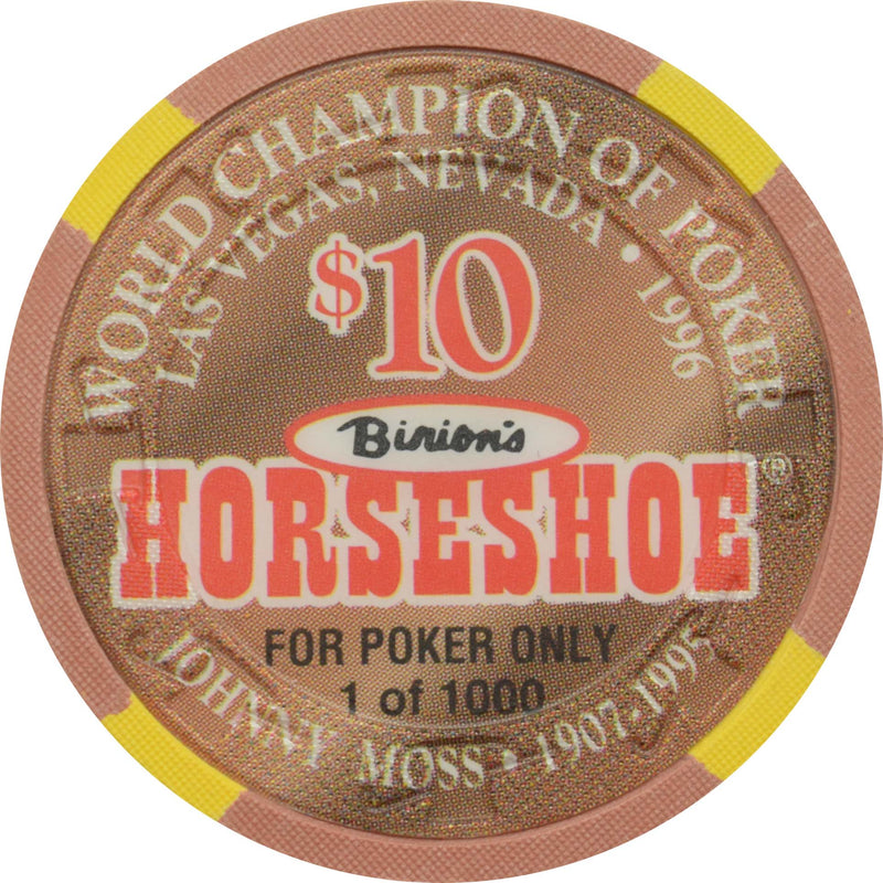 Horseshoe Club Casino Las Vegas Nevada $10 Johnny Moss Chip 1996