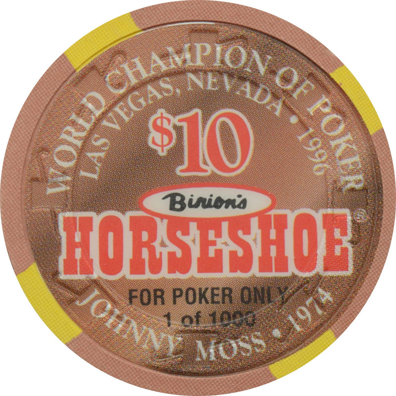 Horseshoe Club Casino Las Vegas Nevada $10 Johnny Moss Chip 1996