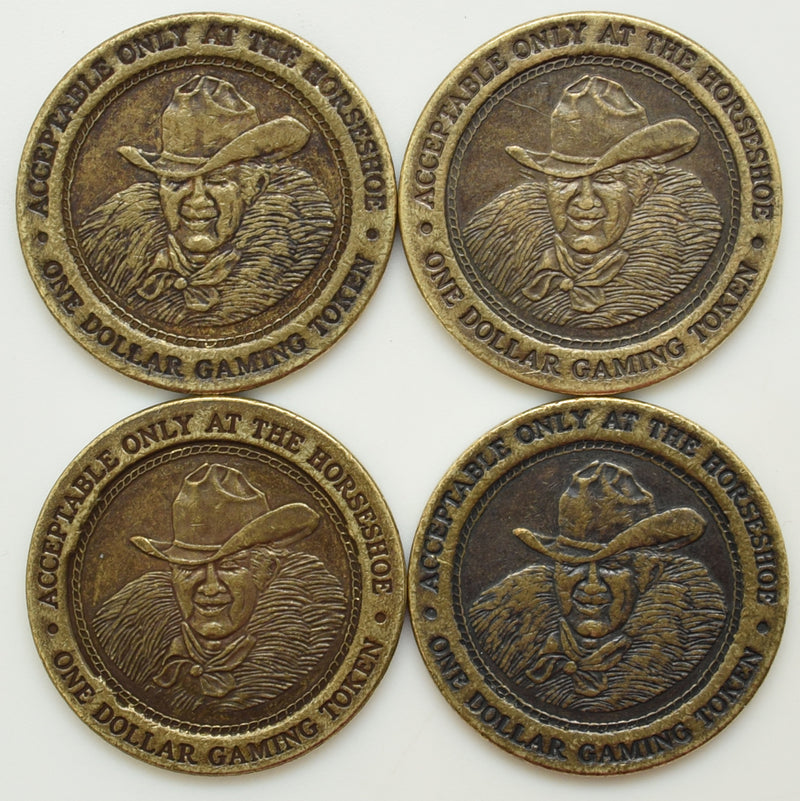 Horseshoe Club Casino Set of 4 $1 Tokens Las Vegas 1990